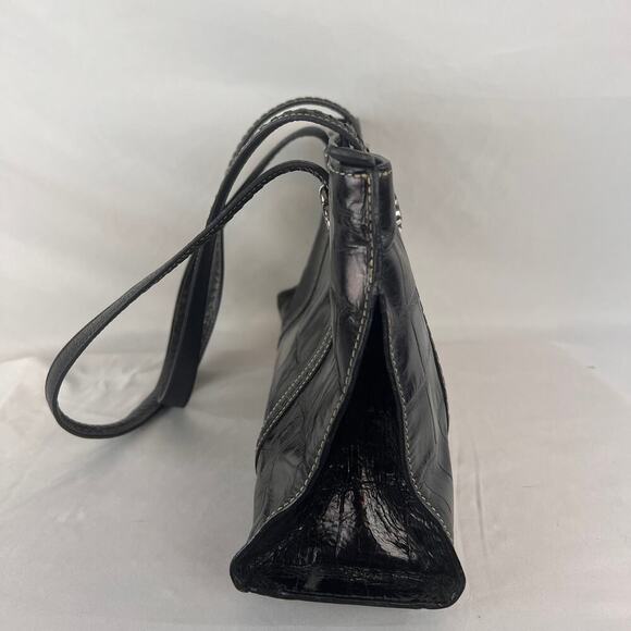 Brighton Black Croc Embossed Leather Shoulder Bag Rectangle Purse 14 x 8 - Picture 4 of 12
